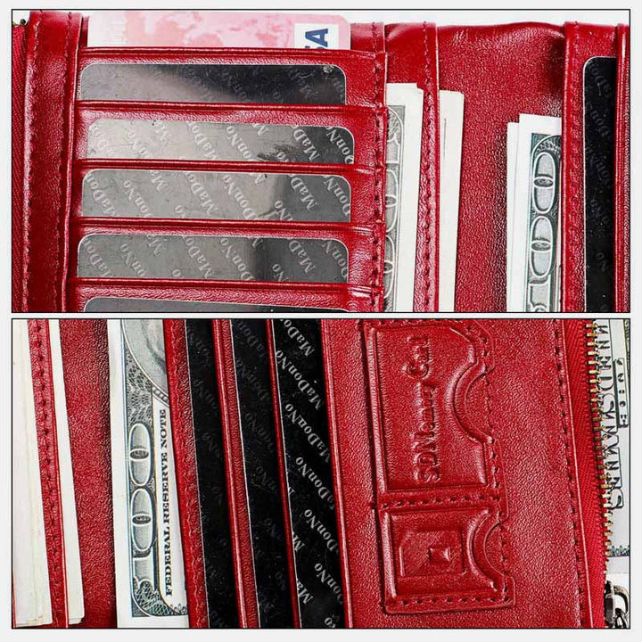 RFID Blocking Large Capacity Genuine Leather Vintage Wallet