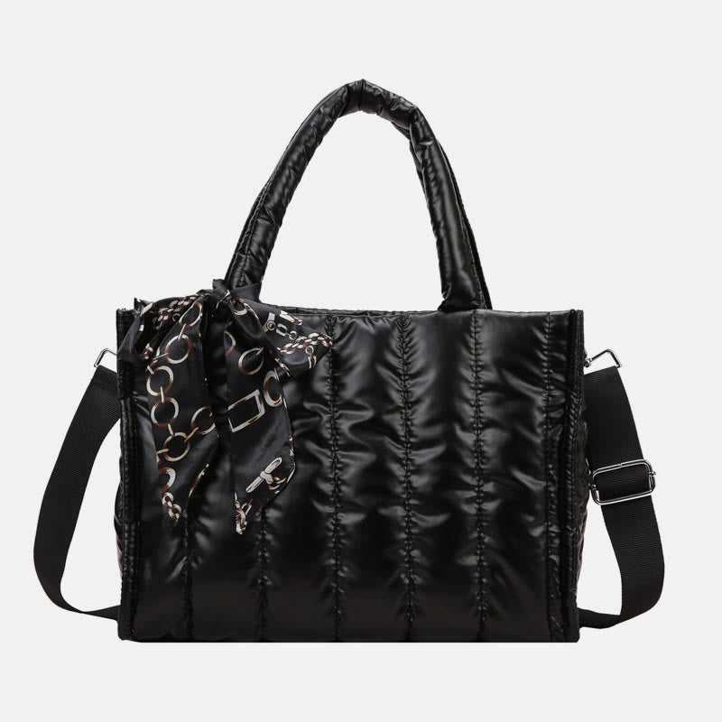 Down Handbag Large Capacity Detachable Strap Crossbody Tote For Winter