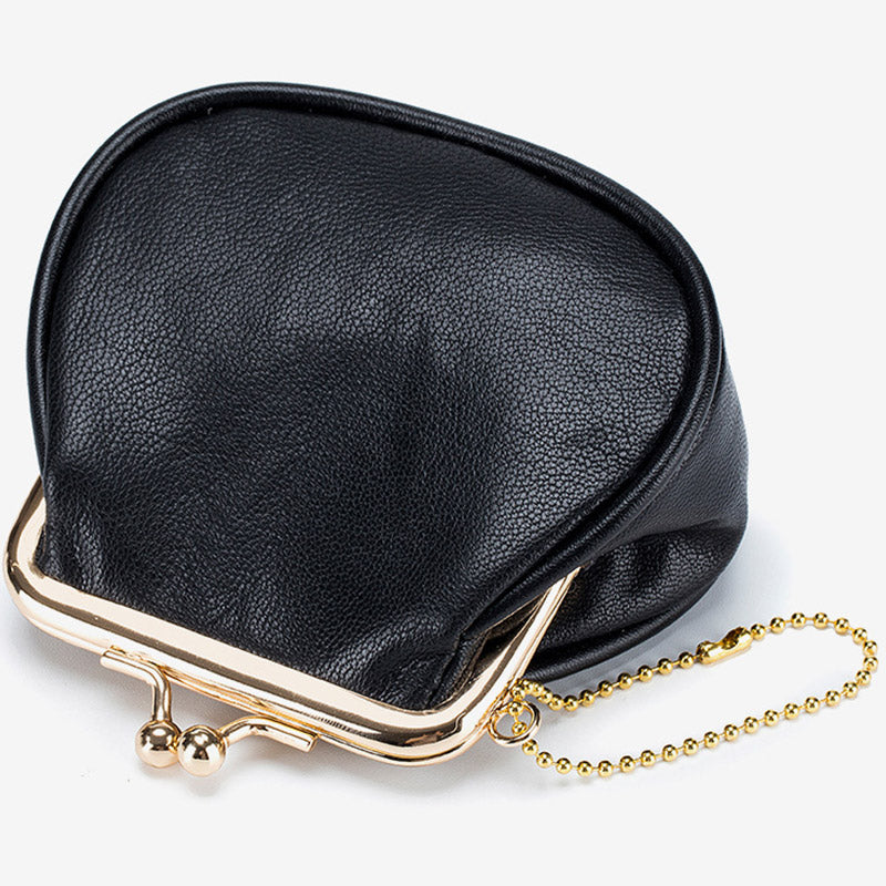 Mini Leather Coin Purse Vintage Pouch Kiss-Lock Change Purse Wallets