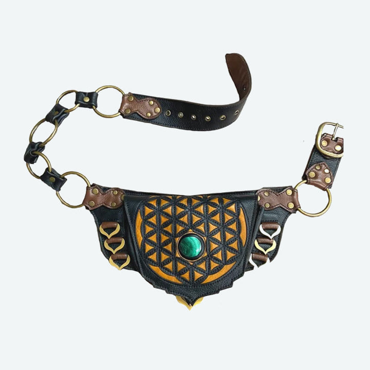Retro Waist Bag For Women Medieval Colorblocking Pouch Hip Bag