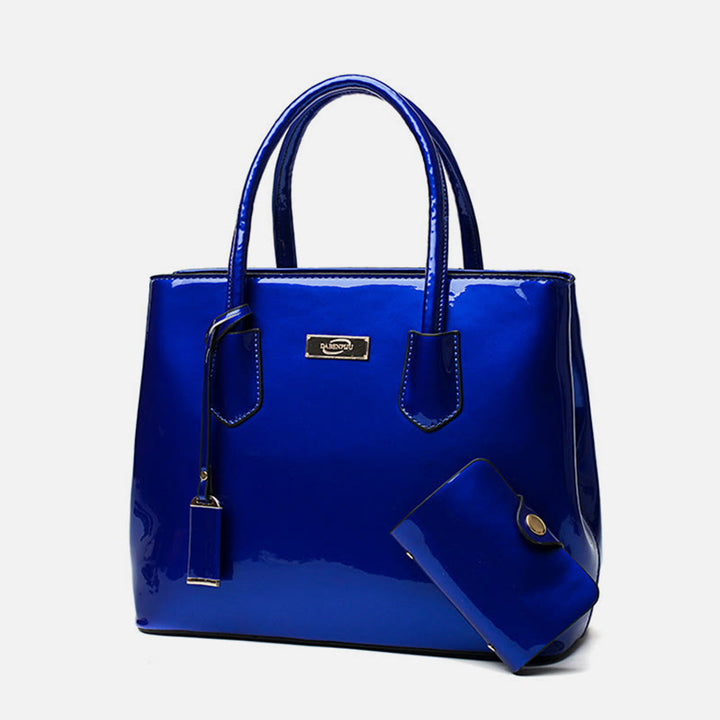 Retro mirror shiny leather Bucket Bag Women Crossbody handbag - MediumBlue - image 17