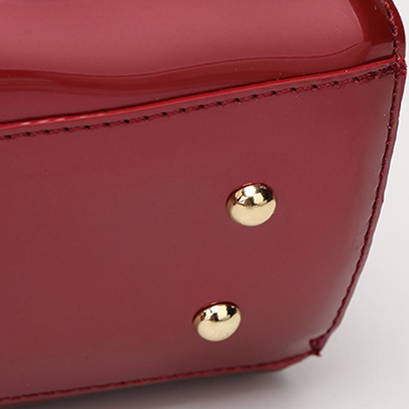 Plain Color Tote Ladies Glossy Patent Leather Crossbody Bag Handbag