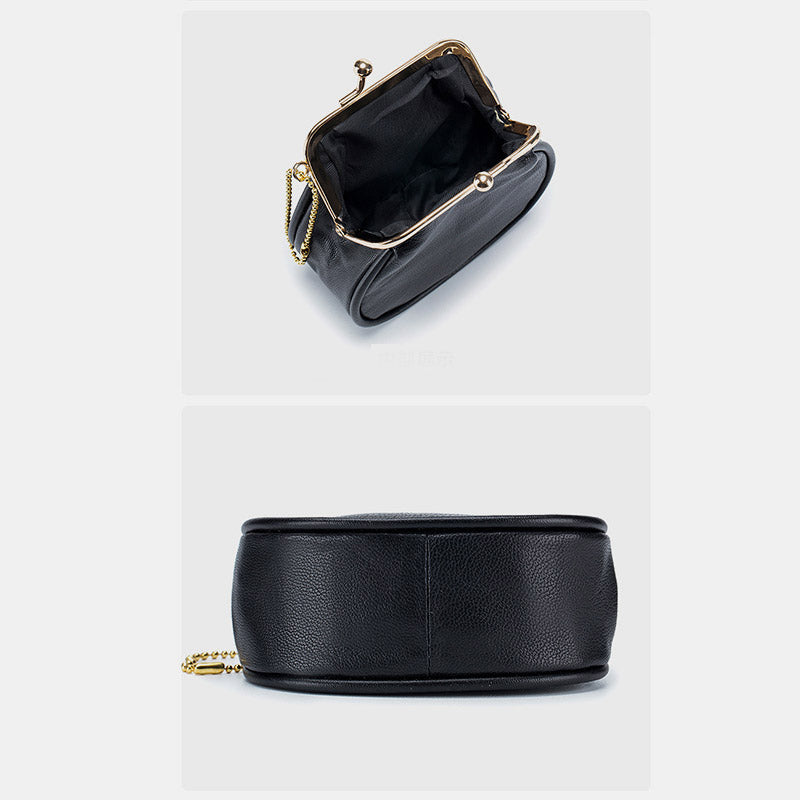 Mini Leather Coin Purse Vintage Pouch Kiss-Lock Change Purse Wallets