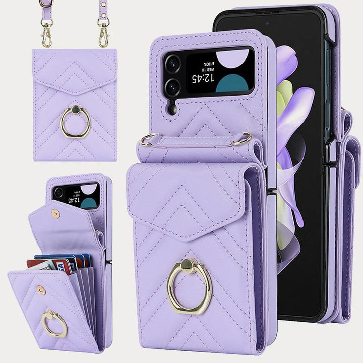 Phone Case For Daily Z Flip Series Quilted Leather Case