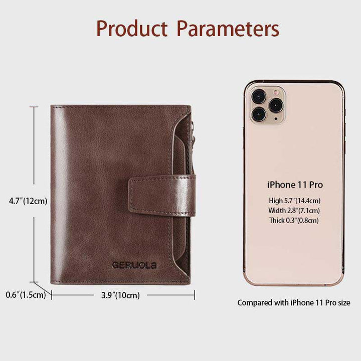 RFID Men's Real Cowhide Detachable Short Wallet