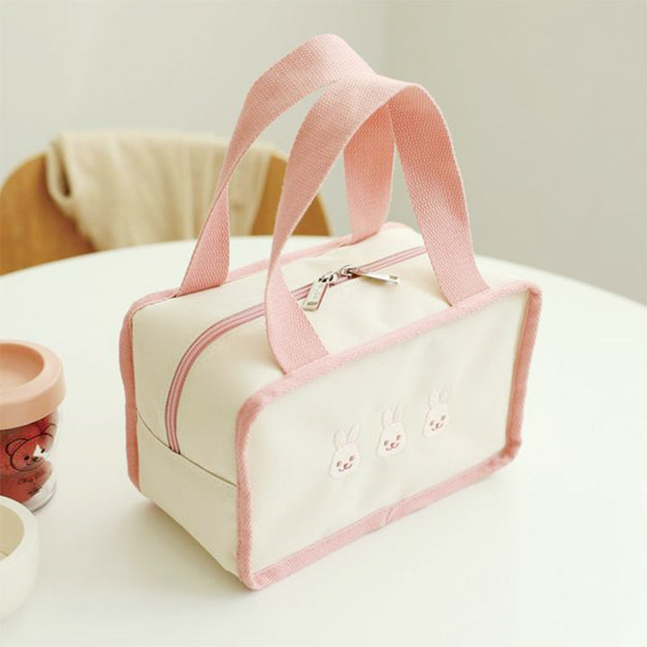 Cute Embroidery Lunch Bag Canvas Mommy Bag Baby Adult Portable Lunch Box
