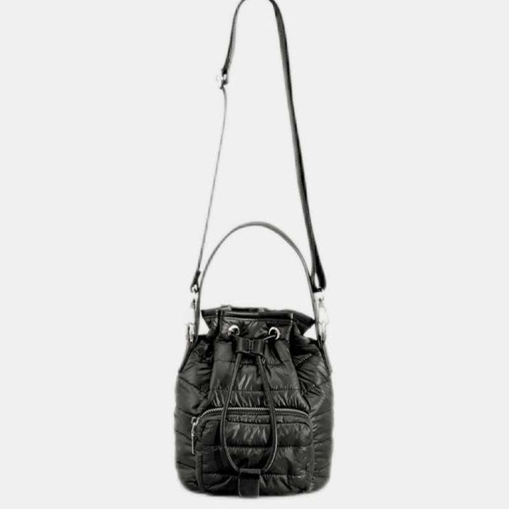Puffer Drawstring Bucket Bag for Women Down Satchel Quilted Shoulder Bag