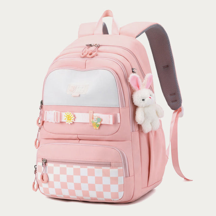 Backpack For Women Plaid Pattern Bright Color Simple Schoolbag