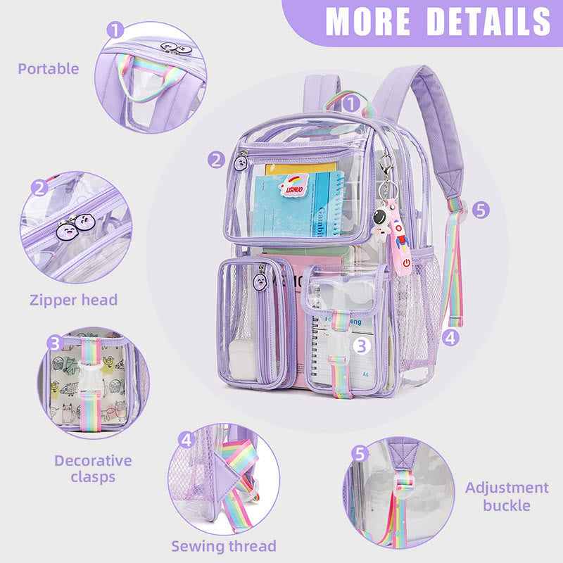 Transparent Backpack For School Students Large Capacity Leisure PVC Daypack