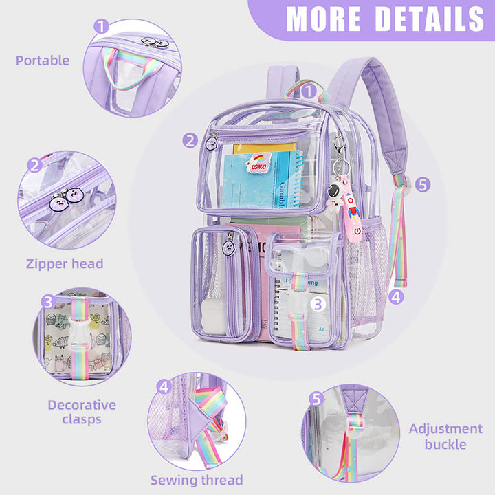 Transparent Backpack For School Students Large Capacity Leisure PVC Daypack