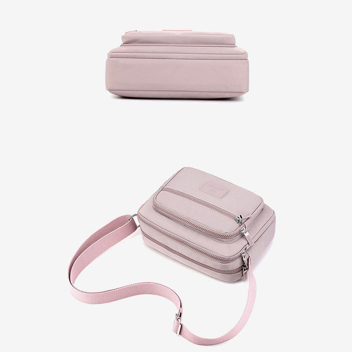 4 Zip Crossbody Bag Lightweight Nylon Purse for Women
