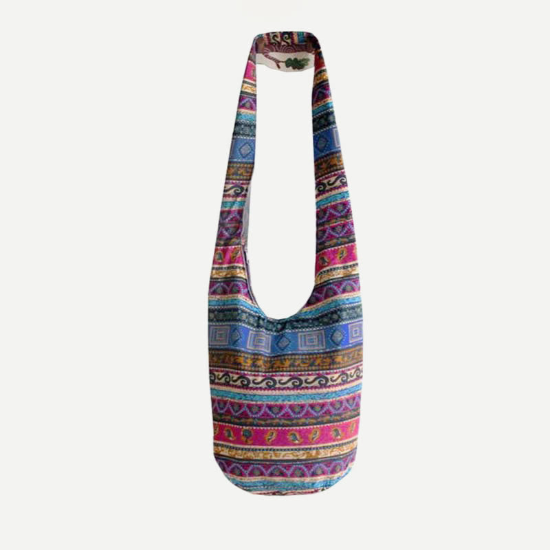 Shoulder Bag for Women Printing Flower Linen Folk-Custom Crossbody Bag