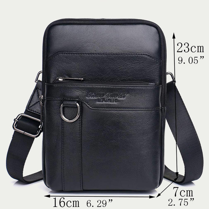 Messenger Bag For Men Three Styles Pockets Leather Crossbody Bag