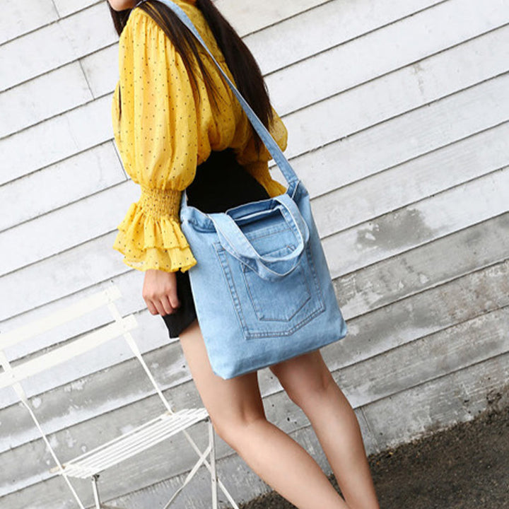 Denim Tote For Outing Retro Canvas Ripped Crossbody Bag - image 4