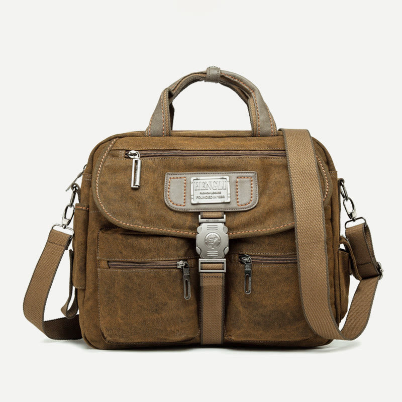 Messenger Bag For Men Vintage Canvas Large Capacity Briefcase
