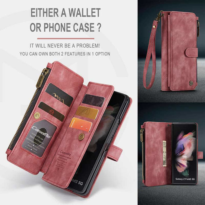 Galaxy Z Fold 3 4 5 Wallet Case with Card Holder Magnetic Kickstand for Women Men