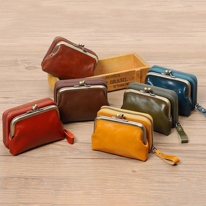 Retro Card Case Coin Purse Wallet Mini Handbag Zipper for Women - image 7