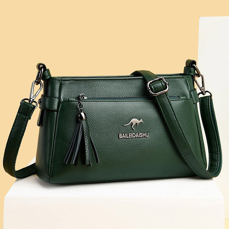 Genuine Leather Crossbody Purse for Women Small Tassel Crossover Shoulder Bag - image 8