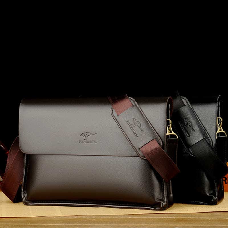 Men's Leather Crossbody Bag Messenger Bag Travel Work Business Satchel