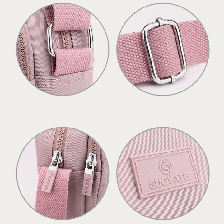 4 Zip Crossbody Bag Lightweight Nylon Purse for Women