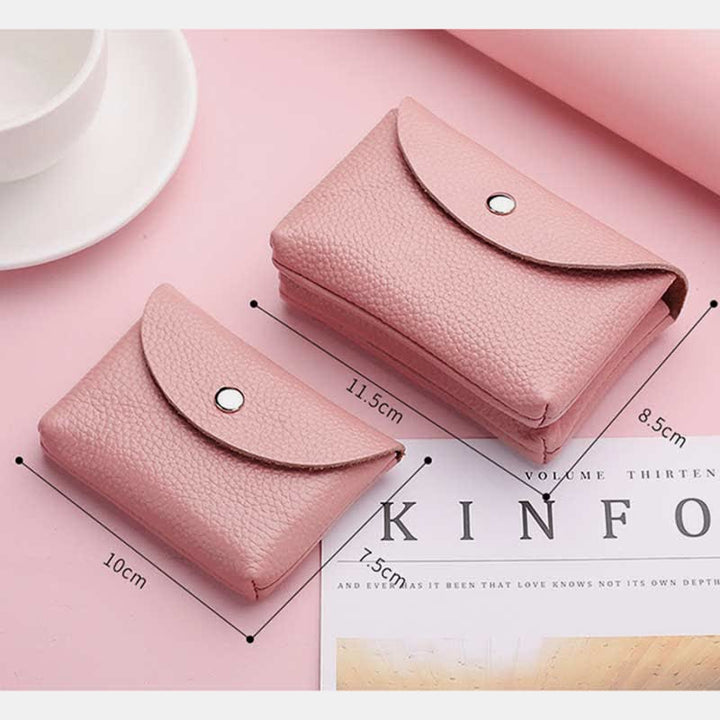 Genuine Leather Coin Purse Mini Wallet Card Holder with Zipper Pocket