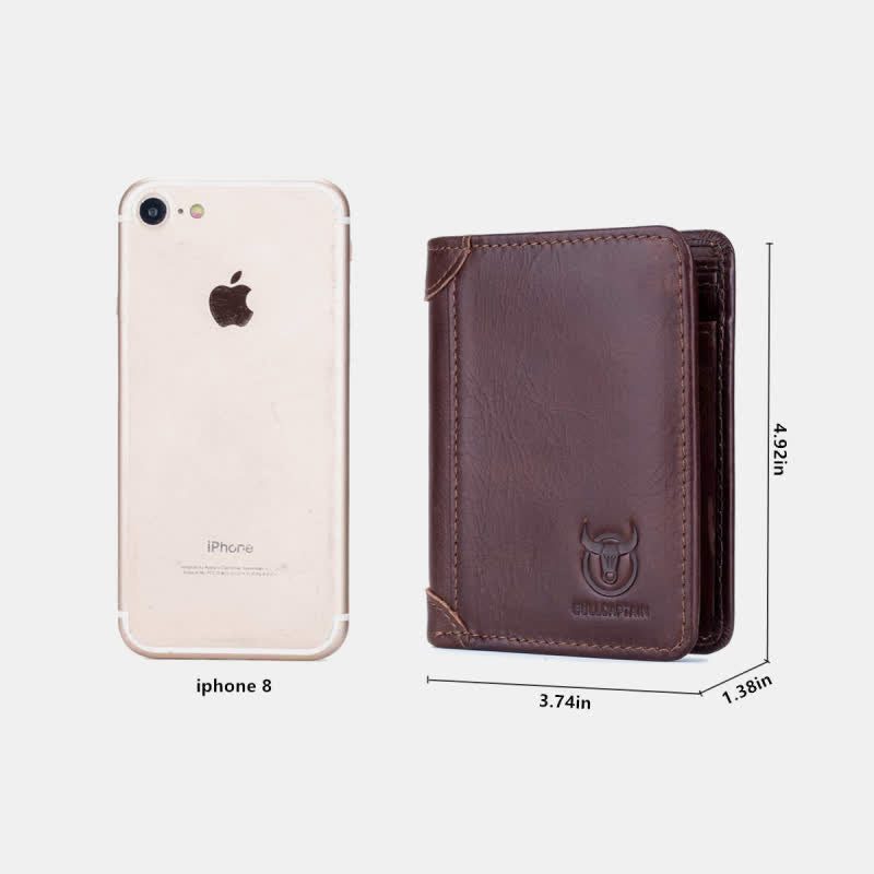 RFID Large Capacity Genuine Leather Bifold Wallet