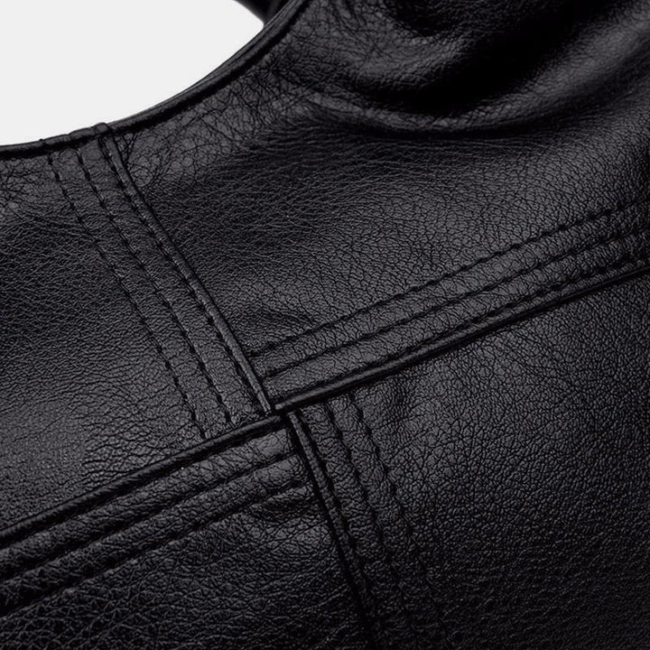 Soft Leather Handbags Stitching Solid Shoulder Bag