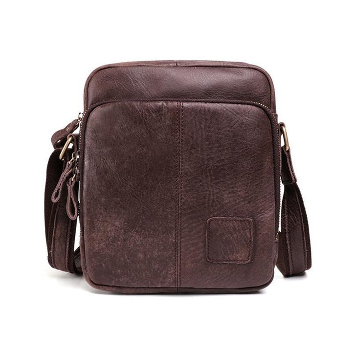 Men's Genuine Leather Triple Zip Classic Crossbody Bag