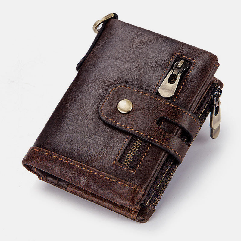 Multifunctional Genuine Leather RFID Bifold Wallet