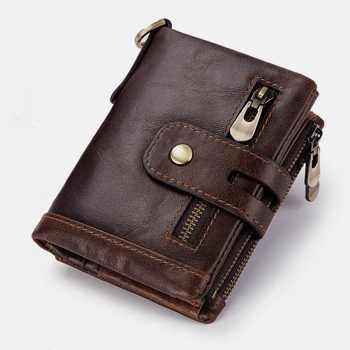 Multifunctional Genuine Leather RFID Bifold Wallet