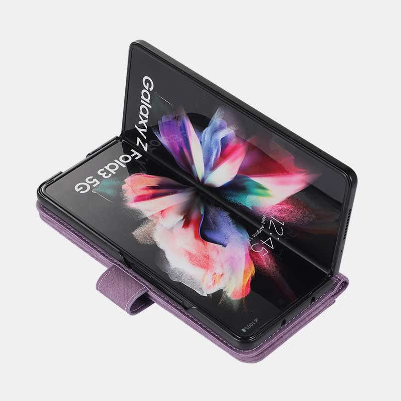 Wallet Case for Galaxy Z Fold 5/4/3 with S Pen Holder Crossbody Strap