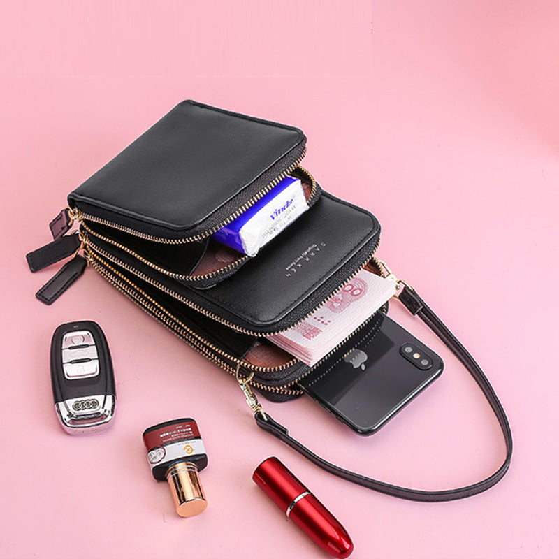 Multi-Compartment Phone Purse With Clear Window