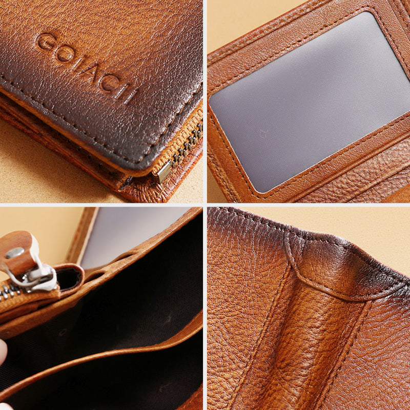 RFID Anti-Theft Leather Retro Wallet