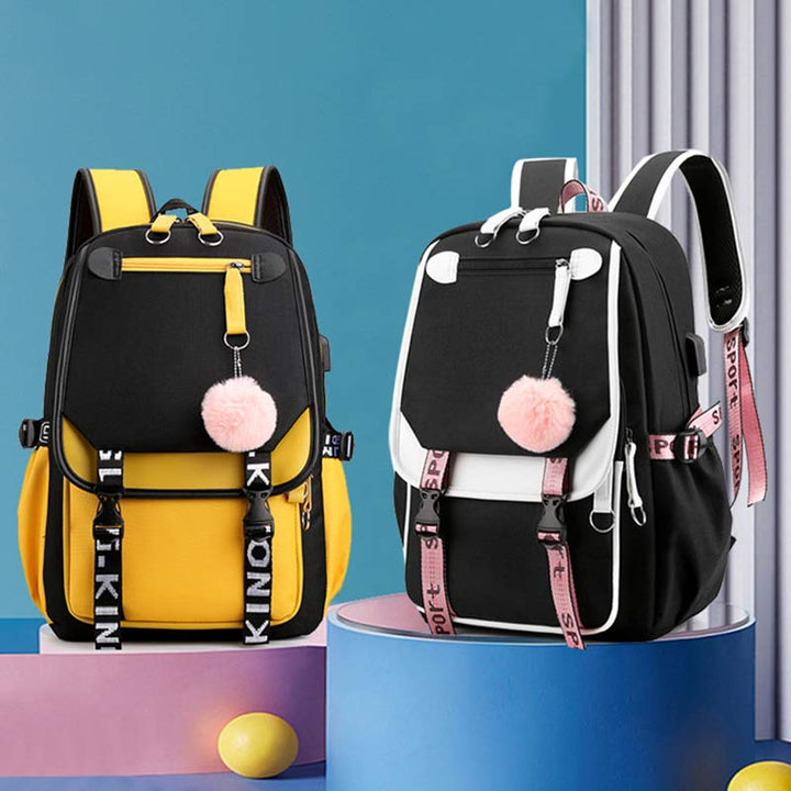 Teenage Girls School Backpack Student Bookbag with USB & Earphone Port