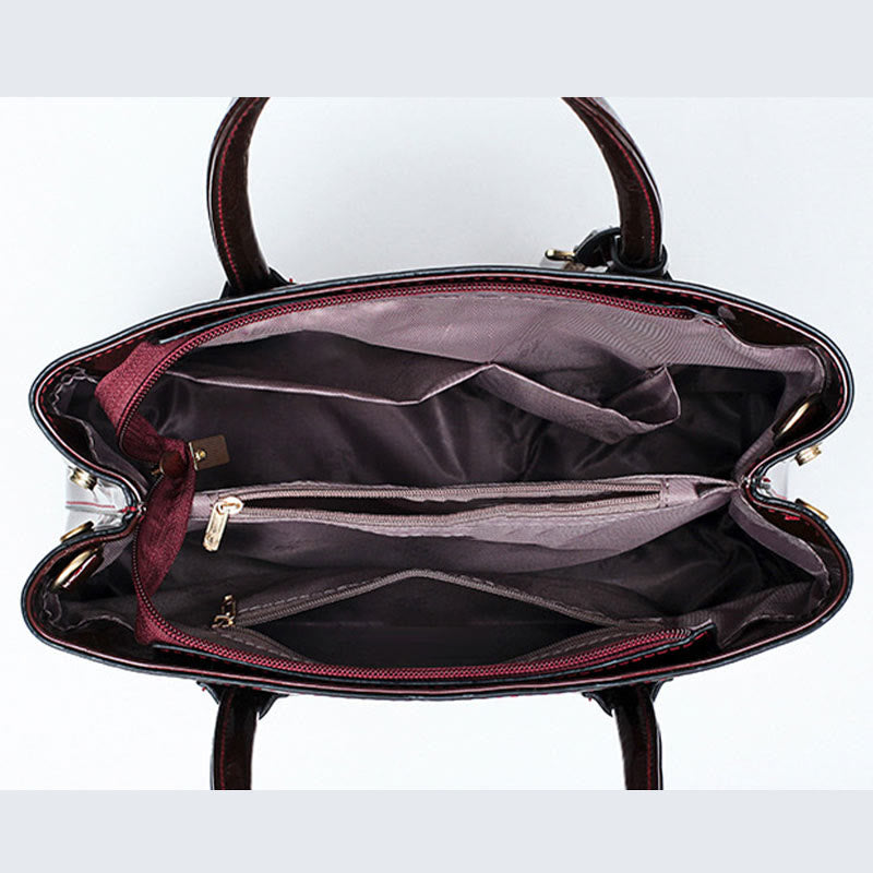 Retro mirror shiny leather Bucket Bag Women Crossbody handbag - image 1