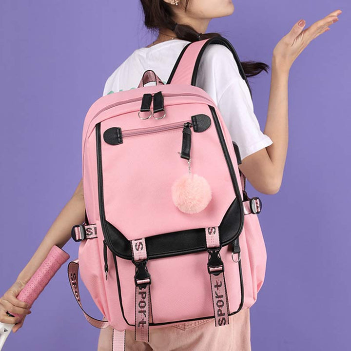 Teenage Girls School Backpack Student Bookbag with USB & Earphone Port