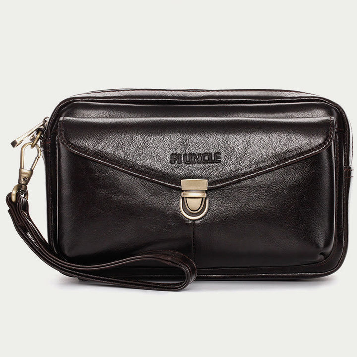 Real Leather Clutch Purse Business Handbag Wrist Bag Fit 7.9" Cellphone