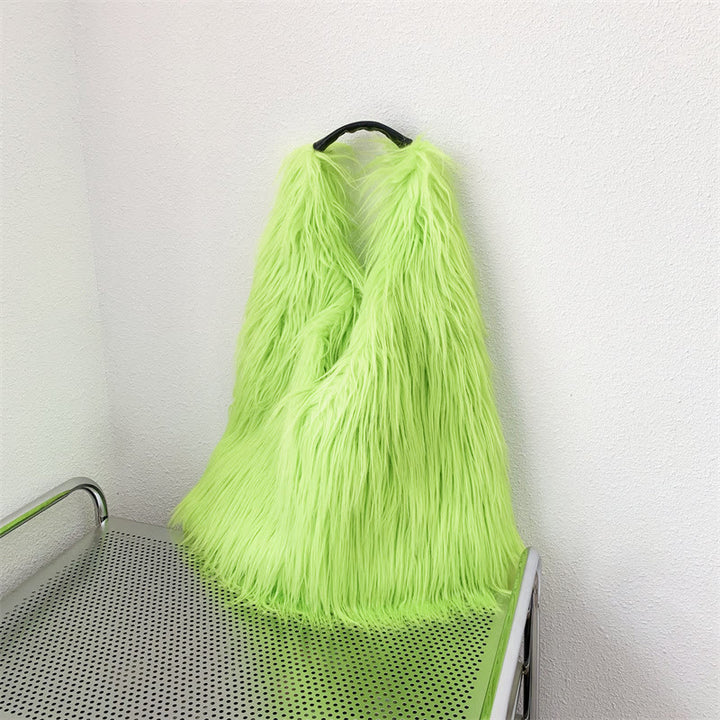 Large Shoulder Bag For Women Party Faux Fur Plush Tote