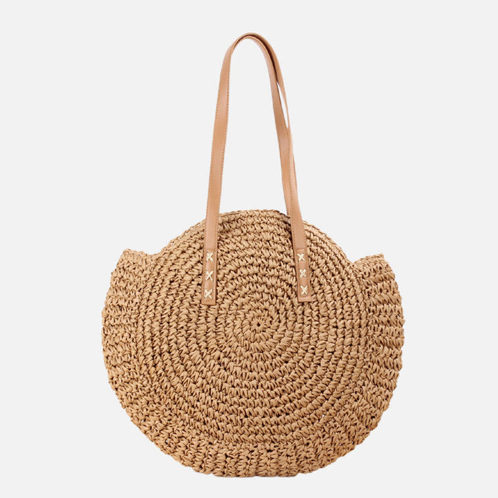 Beach Bag for Women Simple straw Large Capacity round Handbag