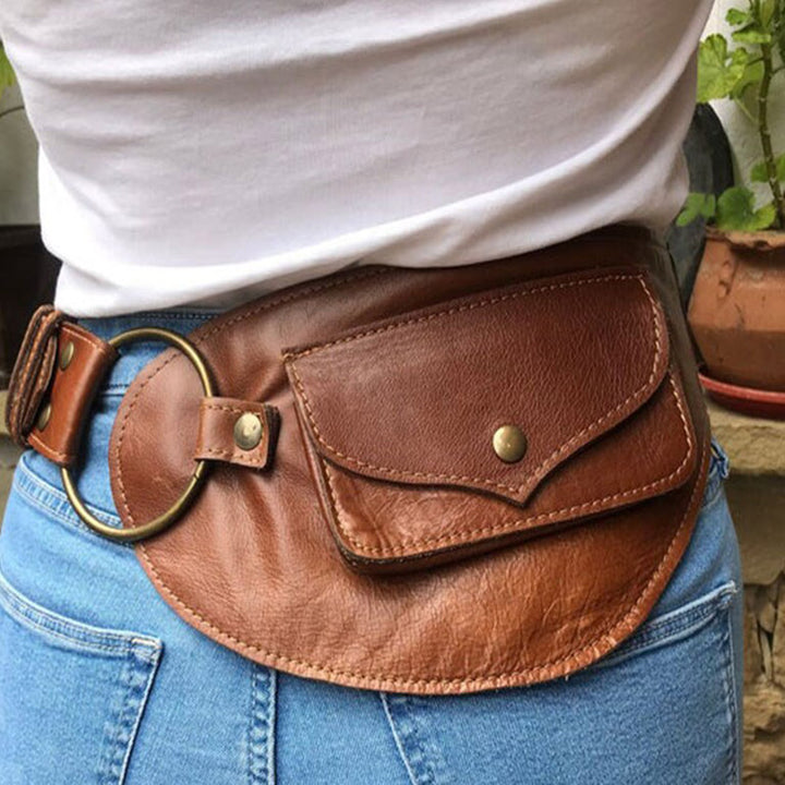 Medieval Unisex Boho Leather Utility Belt Bag Waist Bag Phone Pouch