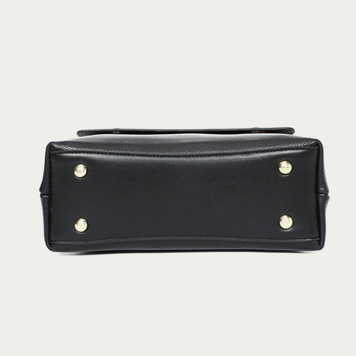 Retro Top Handle Bag For Women Lychee Pattern Leather Bag