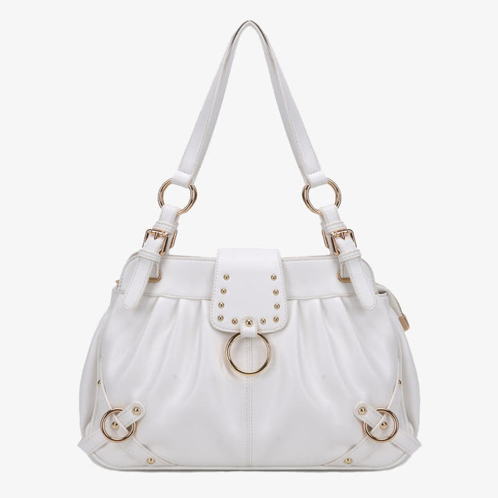 Multifunctional Pleated Tote Women Classic Plain Color Underarm Purse