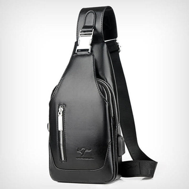Men's Anti-theft Vintage Sling Bag with USB Charging Port