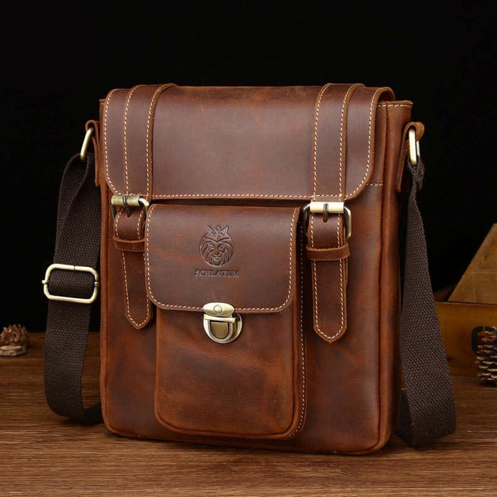 Small Leather Messenger Bag Shoulder Purse Cross Body Retro Handbag