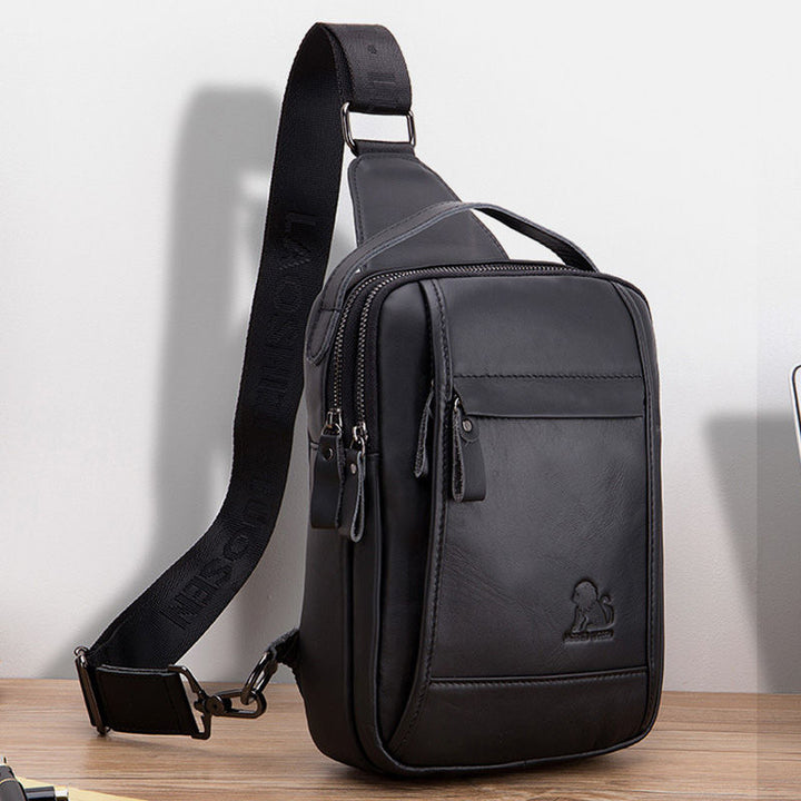 Waterproof Real Leather Retro Sling Bag