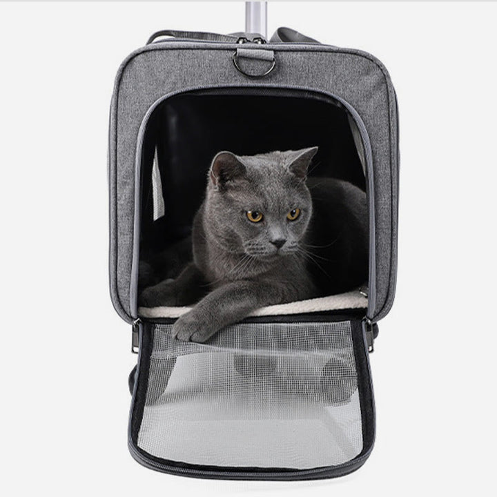Rolling Pet Carrier Foldable Breathable Pull Rod Pet Bag