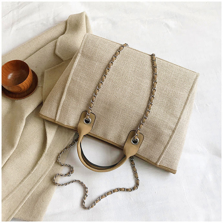 Crossbody Canvas Tote For Women Chain Strap Bucket Bag