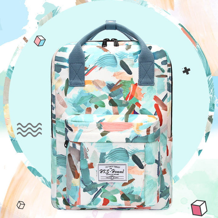 Multicolor Printed Laptop Backpack15.6 Inch College School Bookbag Travel Daypack