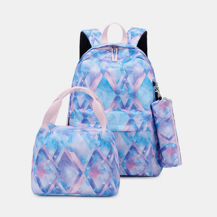 School Backpack Daypack Cute 3-Pcs Schoolbag Set with USB Charging Port