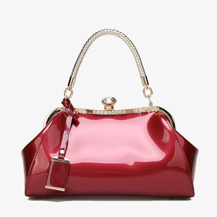 Plain Color Tote Ladies Glossy Patent Leather Crossbody Bag Handbag